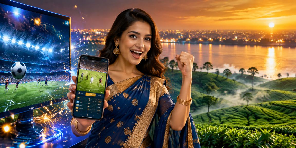 রাজশাহীতে চা বাগানের পটভূমিতে fk77 স্পোর্টস বেটিং প্রোমোশন উপভোগ করছেন একজন ক্রীড়াপ্রেমী